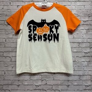 PatPat Halloween 6-7Y Shirt "SPOOKY SEASON" Short Sleeve Tee Orange White NEW